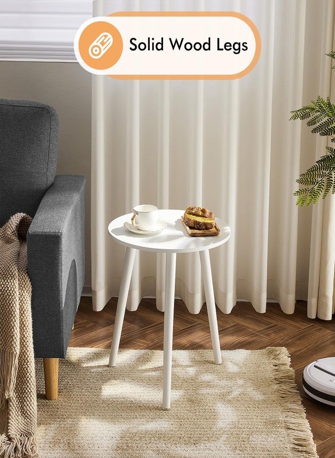 Apicizon Small Round Side Tables End Table Bedroom, White Nightstand Bedside Table for Living Room, Coffee Table with White Wood Legs, 16.5 x 20.5 Inches - Image 3